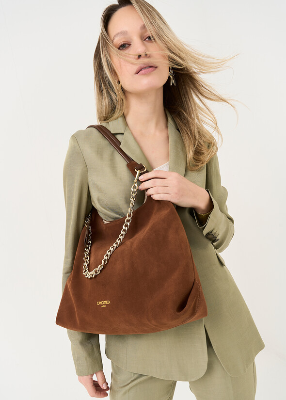 Sacca Biby camoscio e pelle MARRONE Donna null