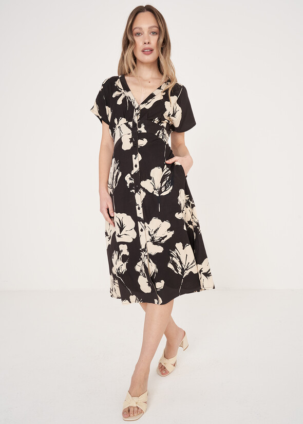 Ambra Printed Midi Dress MARRONE JAVA Woman null