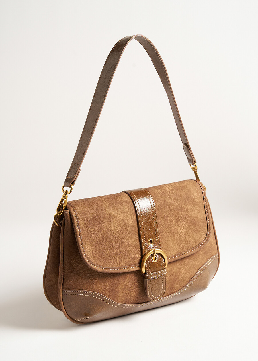 Bitty faux nubuck crossbody bag MARRONE CARAMELLO Woman , image number 2