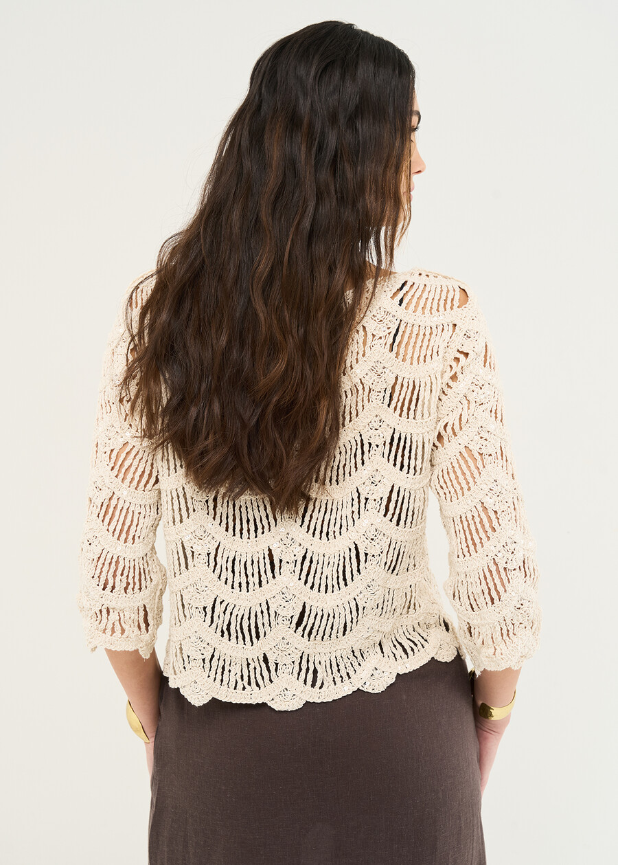 Cardigan Carolina in cotone BEIGE LIGHT BEIGE Donna , immagine n. 3