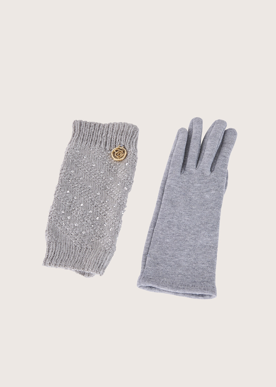 Glen knitted double gloves GRIGIO MEDIUM GREY Woman , image number 2