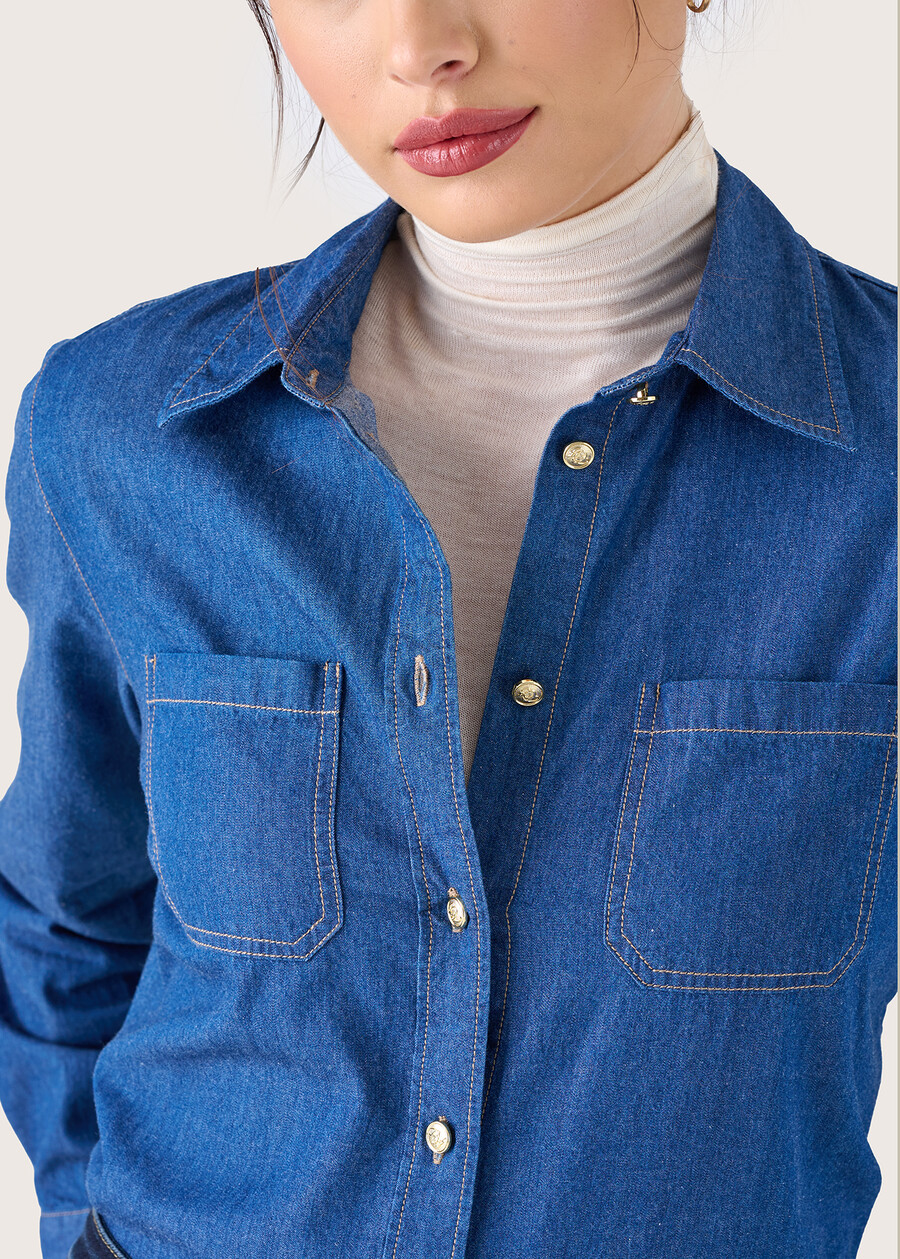Carly 100% cotton denim shirt DENIM Woman , image number 3