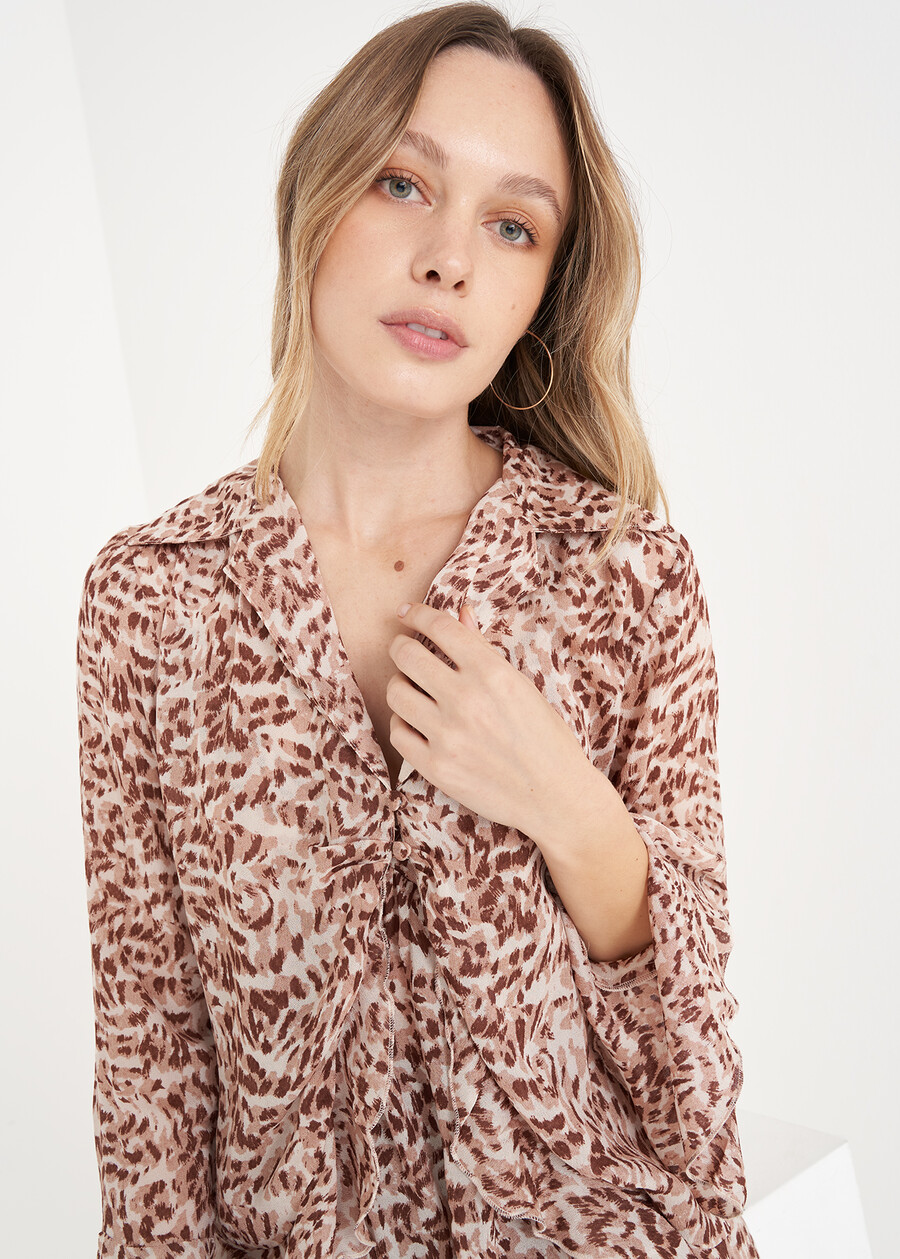 Blusa Cuba 100% viscosa animalier MARRONE Donna , immagine n. 2