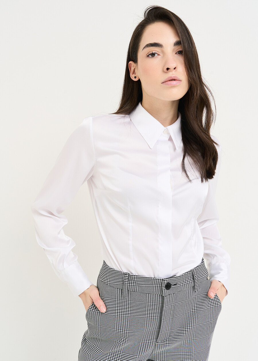 Camicia Alessia-F in satin BIANCO WHITE Donna , immagine n. 1