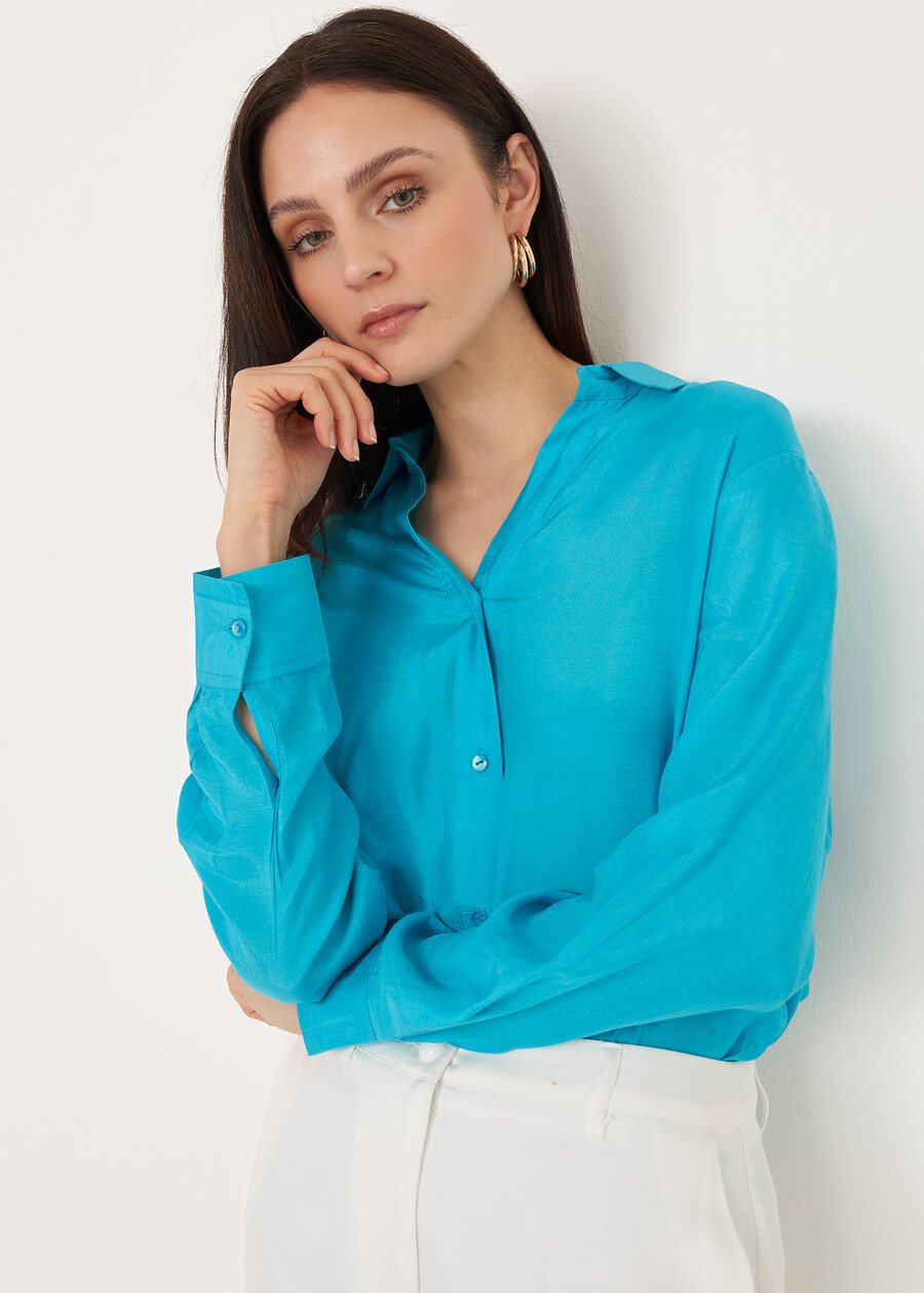 Campbell silk and viscose shirt BLUBEIGE LATTEBLUE TURCHESEVIOLA MULBERRY Woman , image number 2