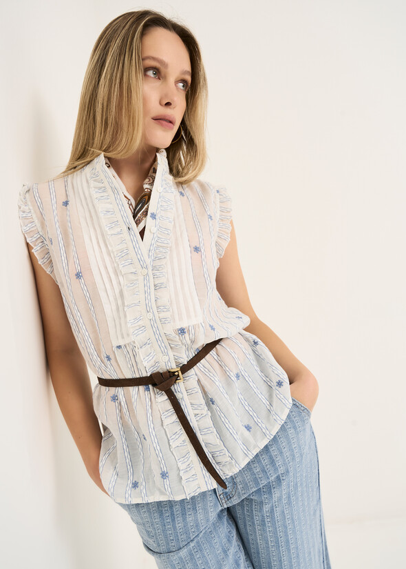 Camicia Cristallo con volant BEIGE LATTE Donna null