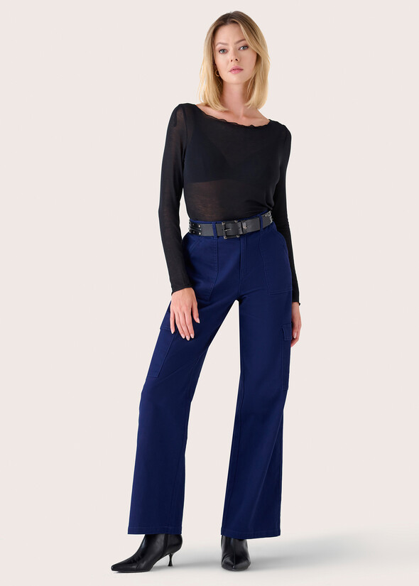 Pantalone Piker in cotone BLUE DARK BLUE Donna null
