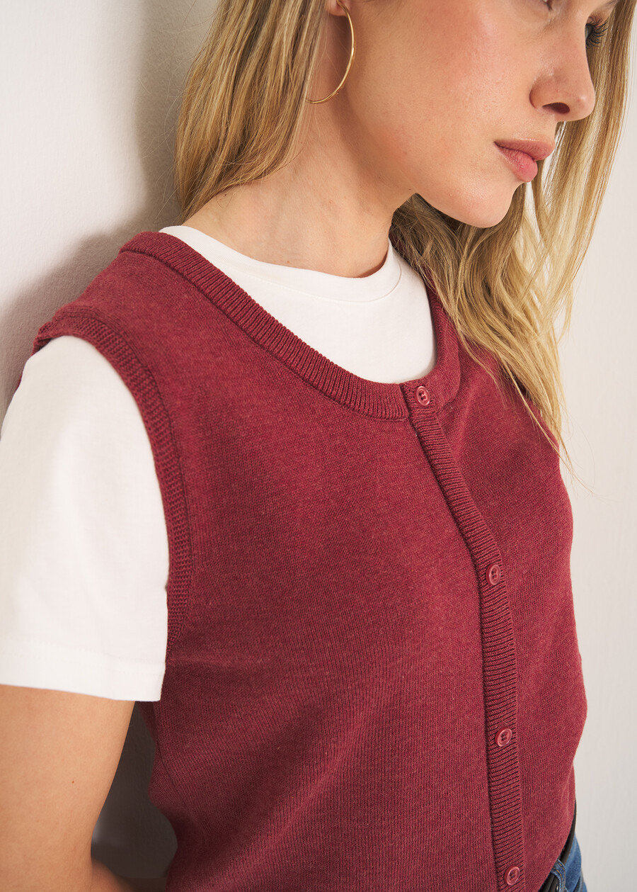 Maglia Siria modello fake gilet ROSSO MAGENTA Donna , immagine n. 2