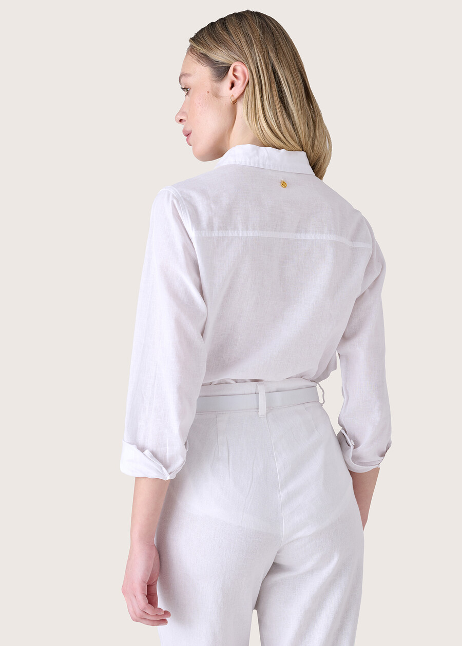 Camicia Calla in lino e cotone BIANCO WHITEBLUE OLTREMARE  Donna , immagine n. 4
