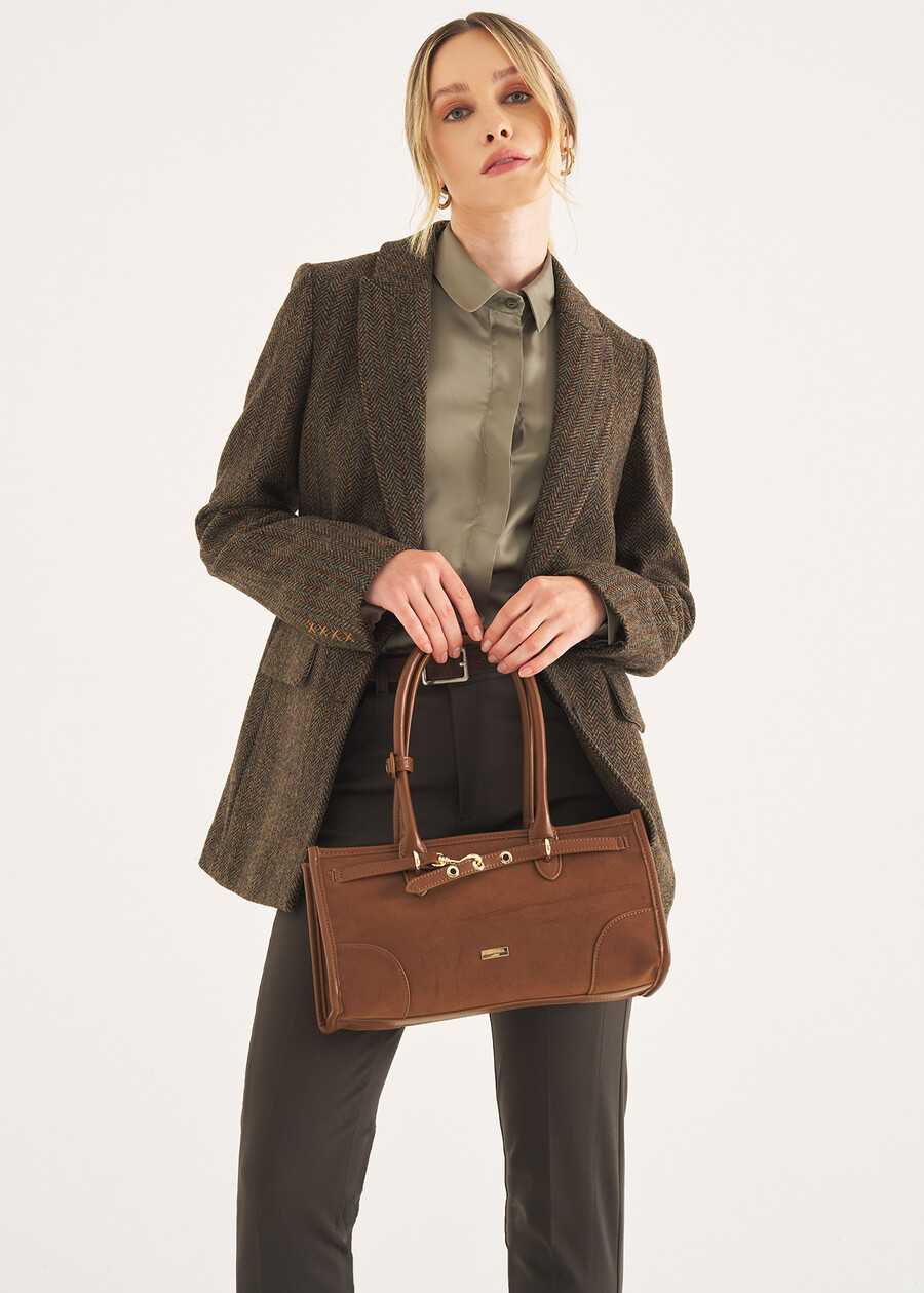 Berny faux suede duffle bag NERO BLACKMARRONE Woman , image number 1