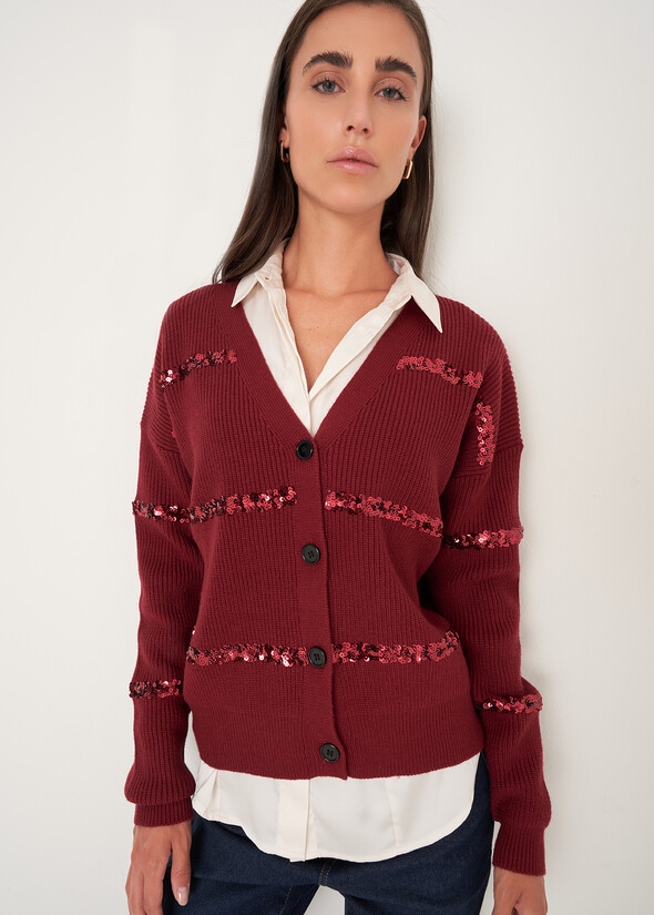 Clod sequin cardigan Clod sequin cardigan ROSSO CHIANTI Woman null