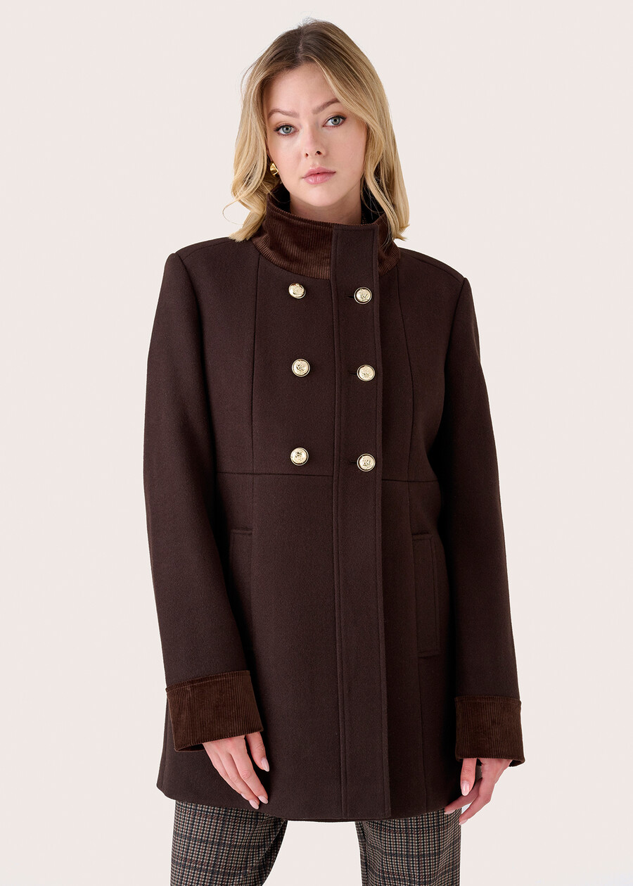 Elisir coat with collar NERO BLACKMARRONE JAVA Woman , image number 2