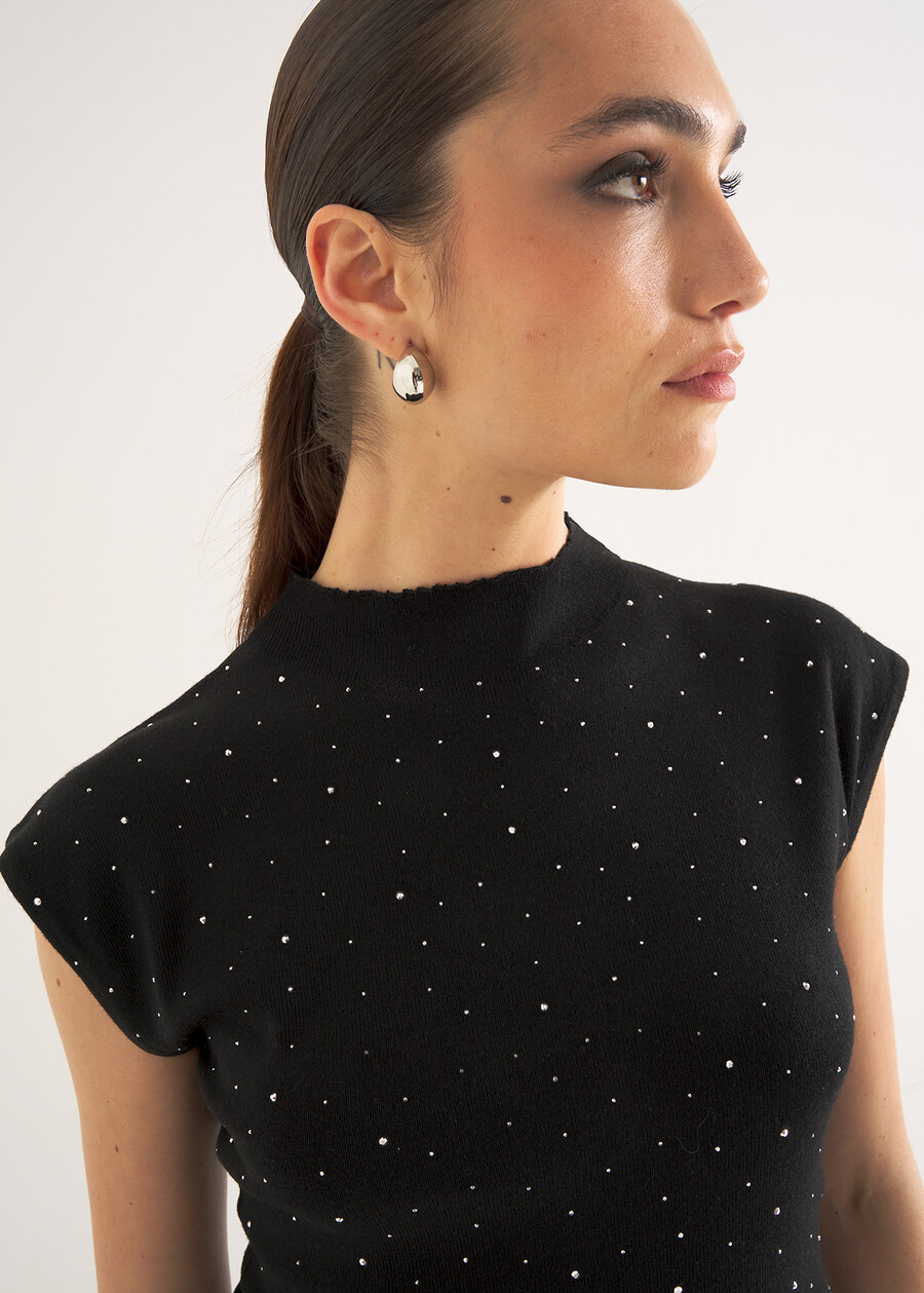 Martina sweater with rhinestones NERO BLACK Woman , image number 2