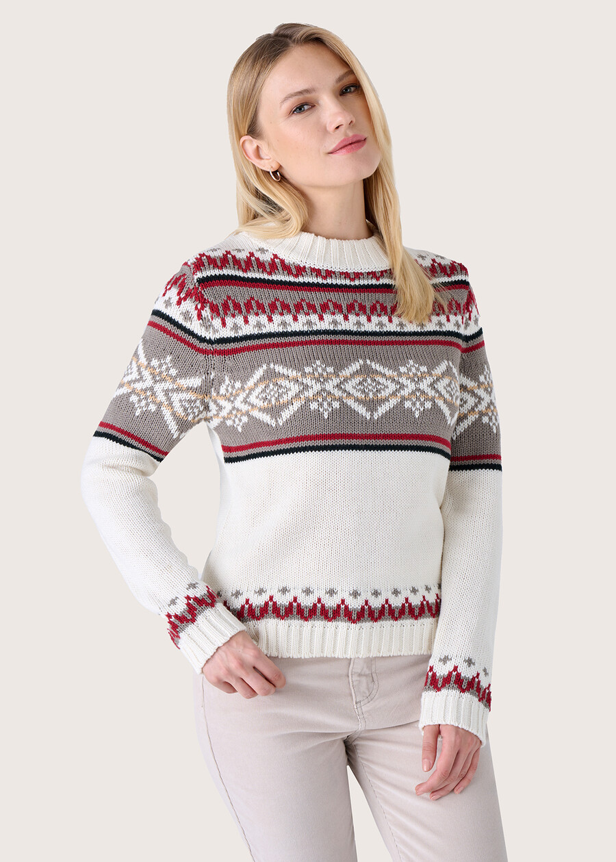 Maribor Norwegian pattern jumper BEIGE LATTE Woman , image number 2
