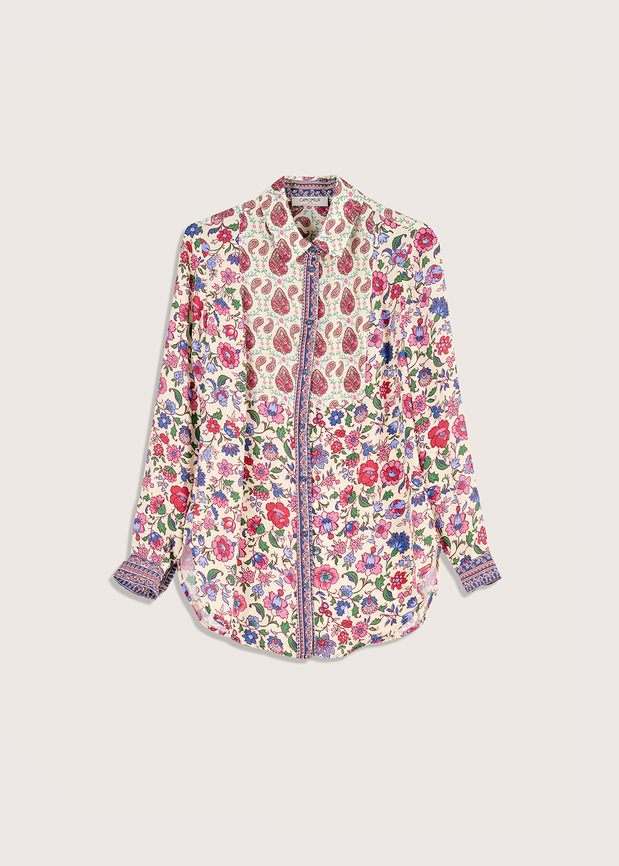Cristal three-pattern shirt BEIGE LANA Woman , image number 4