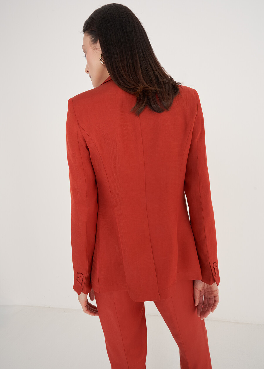 Giulia Linen And Viscose Blazer MARRONE JAVAARANCIO CAROTENE Woman , image number 4