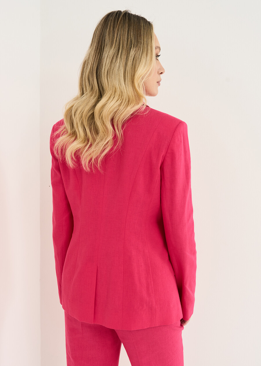 Gennifer linen blend jacket BLUROSABIANCO WHITEROSA FUCSIA Woman , image number 3