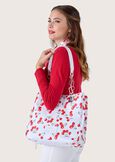 Eco-leather shopping bag with cherries BIANCO WHITE Woman image number 1
