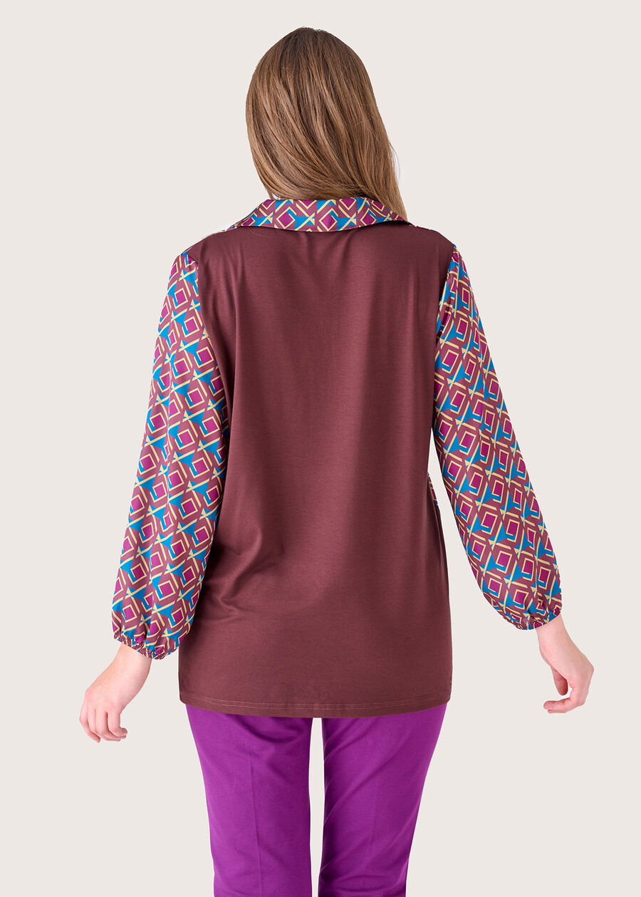 Sadee blouse in double fabric MARRONE EQUADORNERO BLACK Woman , image number 3