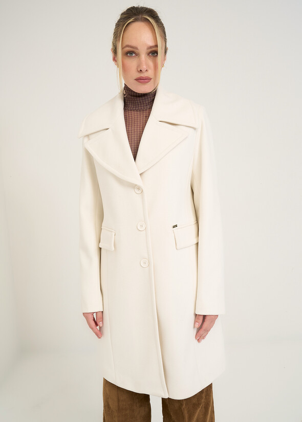 Cappotto monopetto Chris in panno diagonale BEIGE LATTE Donna null