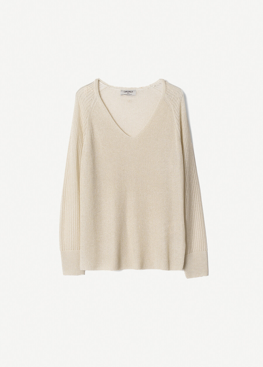 Mariel lurex knit sweater
 BEIGE LIGHT BEIGENERO BLACK Woman , image number 4