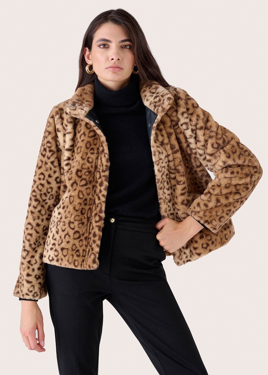 Eco-pelliccia animalier Ganda BEIGE CAMMELLO Donna , immagine n. 3