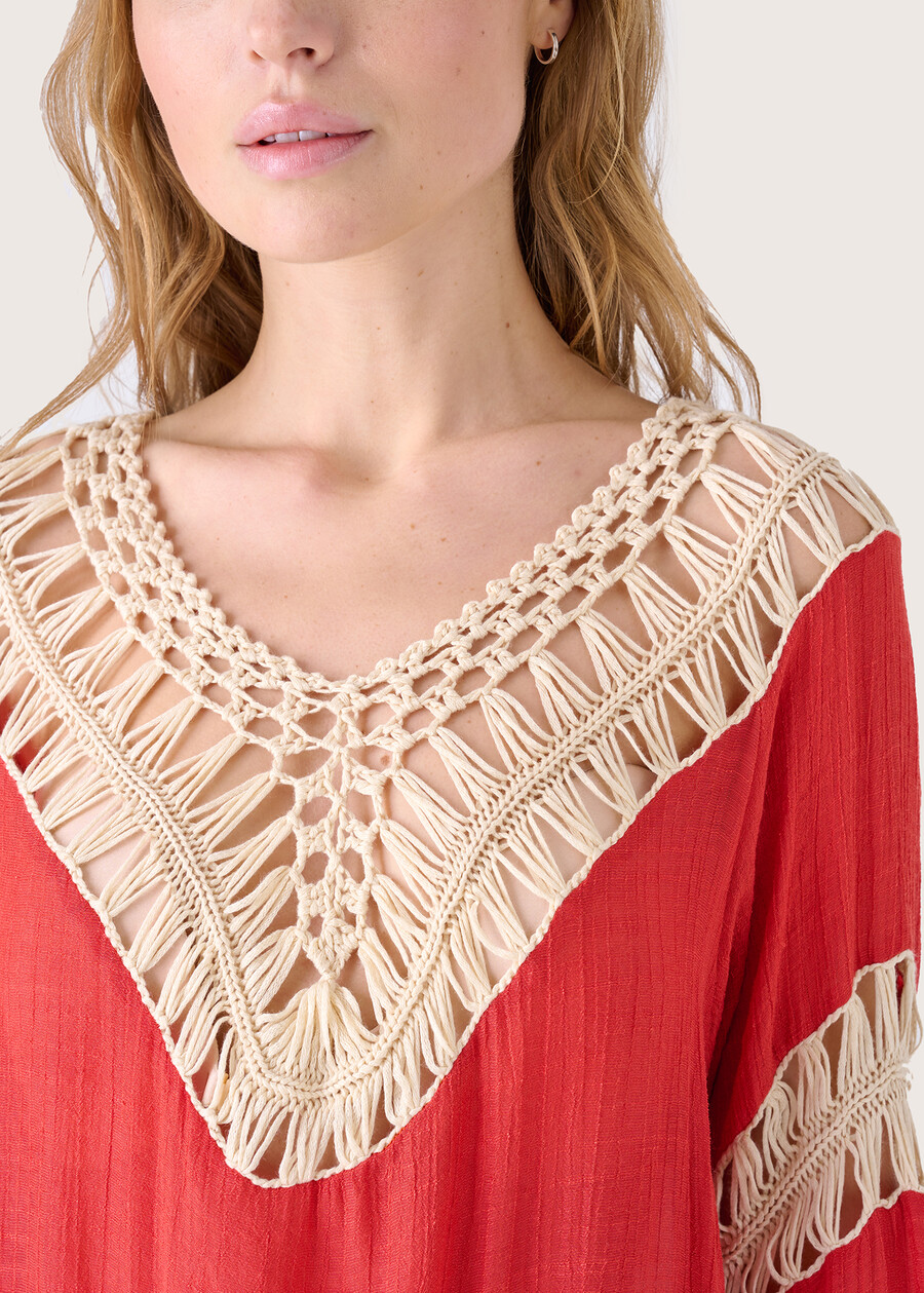 Belial blouse with crochet inserts BEIGE Woman , image number 2