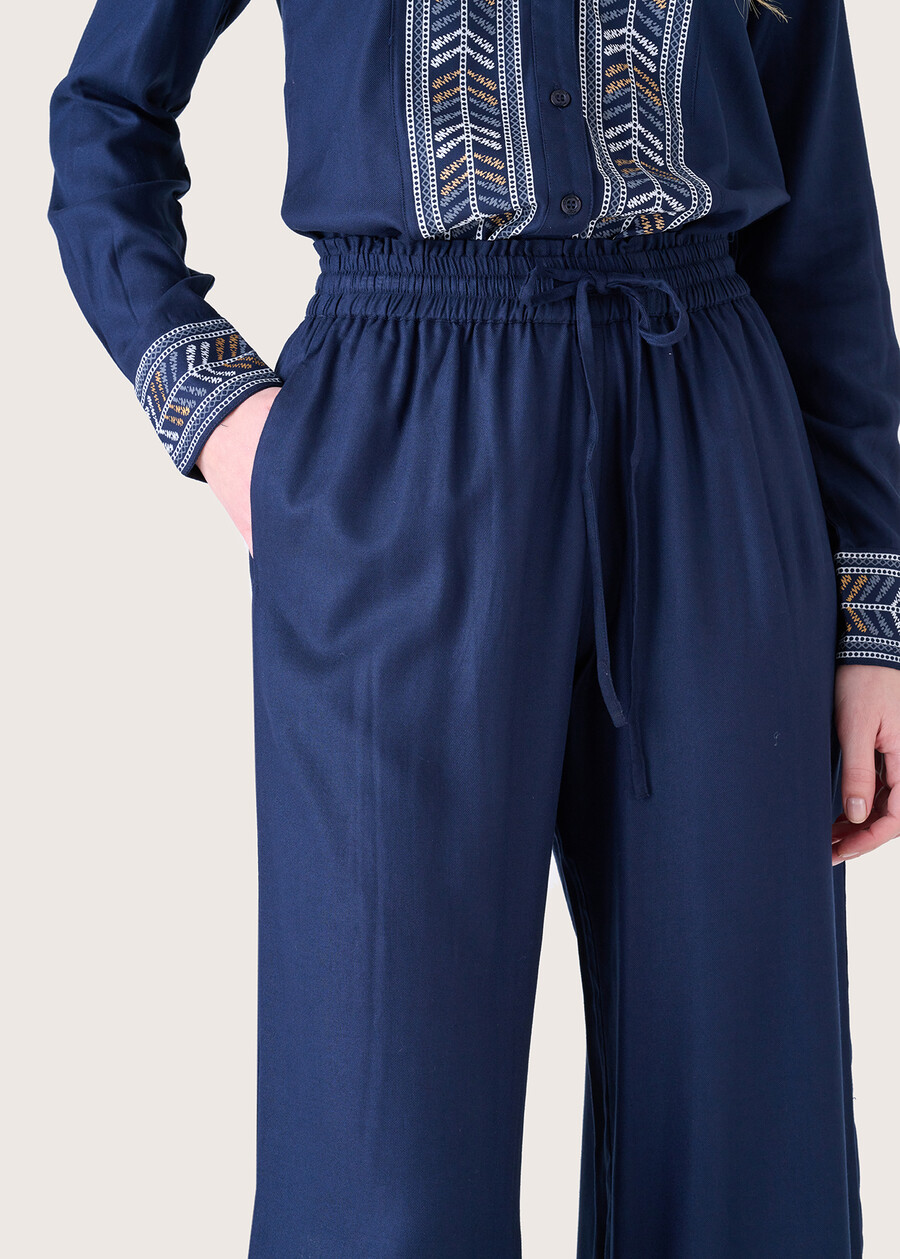 Polly 100% rayon trousers BLUE OLTREMARE  Woman , image number 3