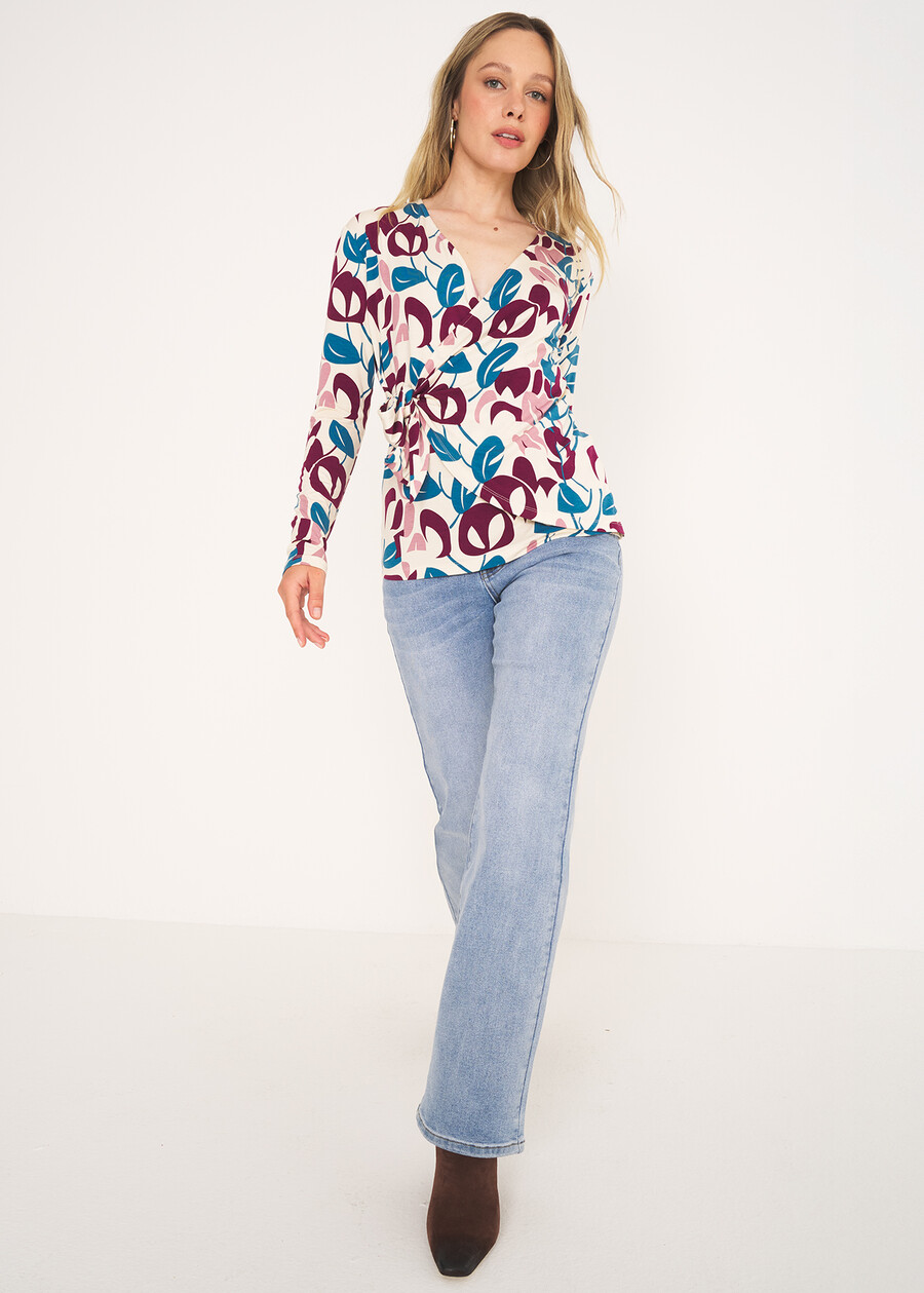 Sally wrap T-shirt BLUE TURCHESE Woman , image number 4