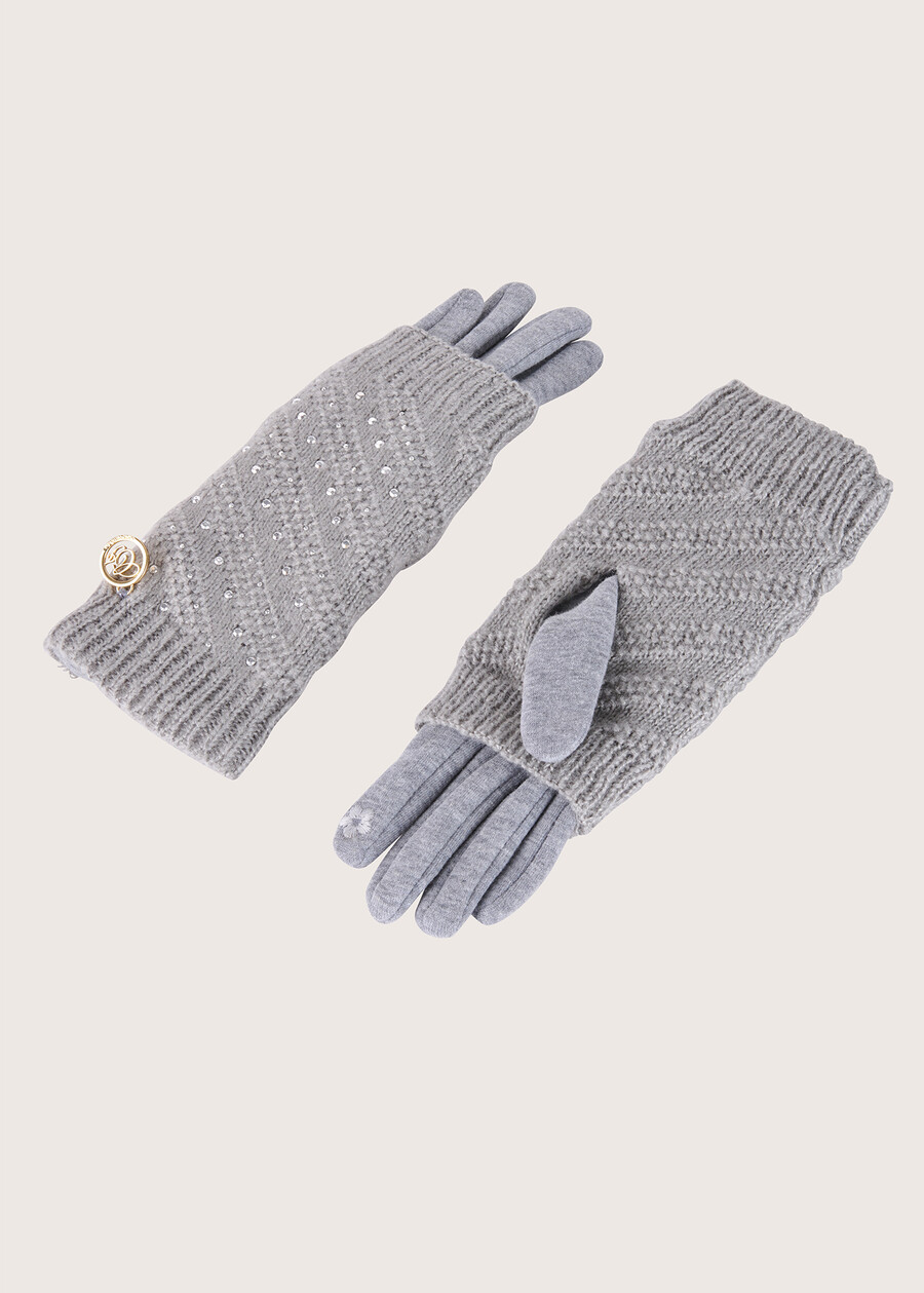 Glen knitted double gloves GRIGIO MEDIUM GREY Woman , image number 1
