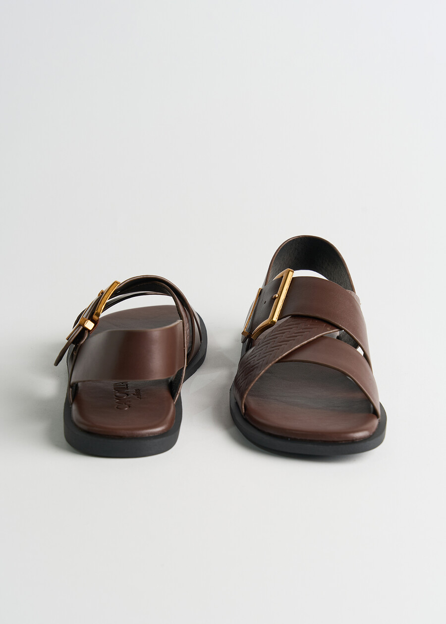 Siria genuine leather sandal MARRONE Woman , image number 4