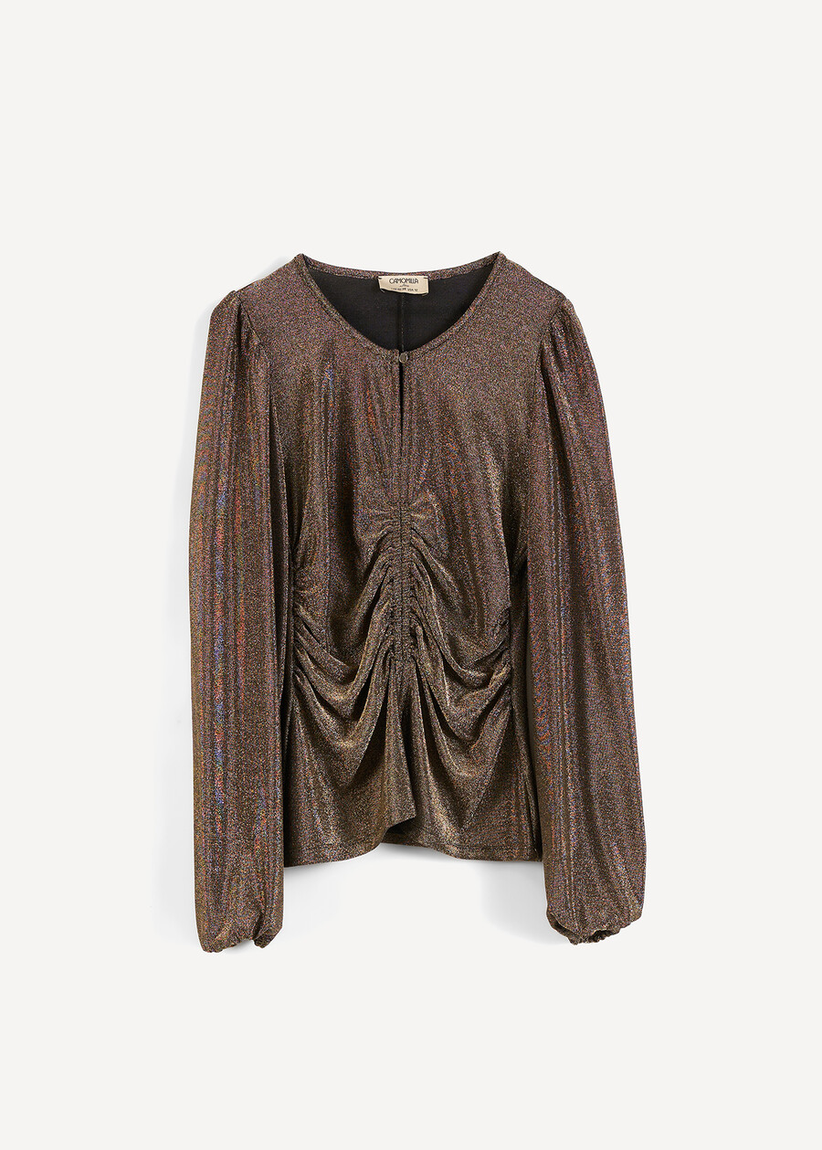 T-shirt Steel lurex con scollo a V NERO Donna , immagine n. 5
