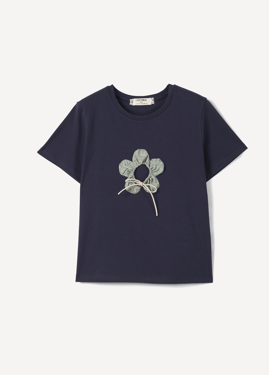 T-shirt Stozy Con Fiore BLU AVIONBEIGE LATTE Donna , immagine n. 4