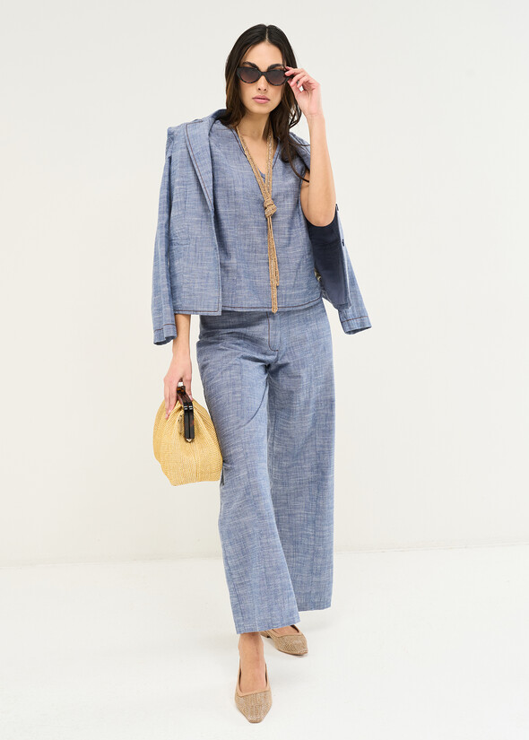 Pantaloni Piggy gamba larga DENIM Donna null