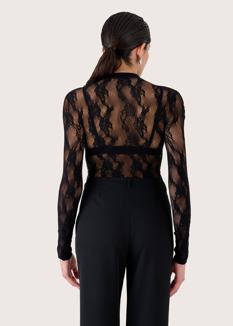 Maglia Star con pizzo e strass NERO BLACK Donna , immagine n. 4