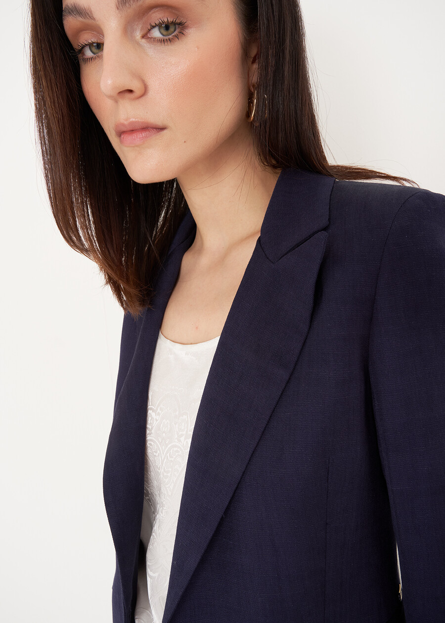 Giuliet linen-viscose blazer BLUBIANCO WHITE Woman , image number 3