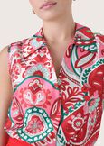 Camicia smanicata Clorinda in satin ROSSO ARAGOSTABLUE OLTREMARE  Donna immagine n. 2