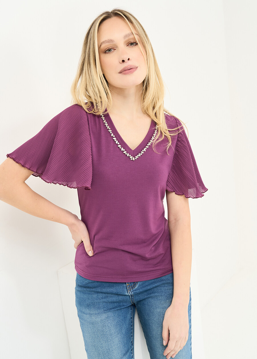T-shirt Siby con cristalli VIOLA Donna , immagine n. 1