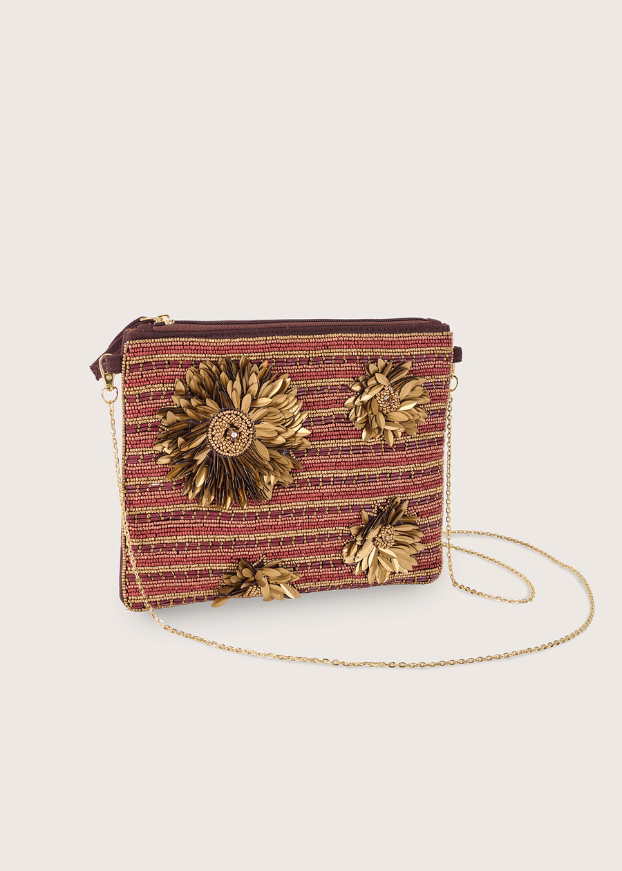 Brooklyn clutch bag with pearls and flowers MARRONE EQUADOR Woman , image number 2