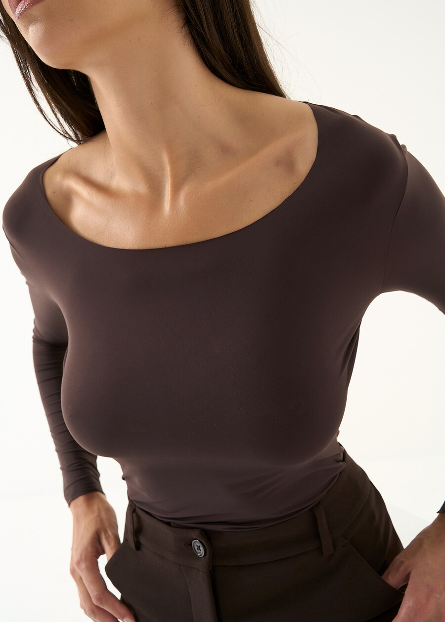 Susanna round-neck t-shirt ROSSO BORDEAUXVERDE GARDENMARRONE Woman , image number 3