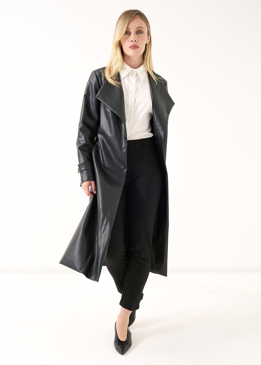 Timoty faux-leather trench coat NERO Woman , image number 2