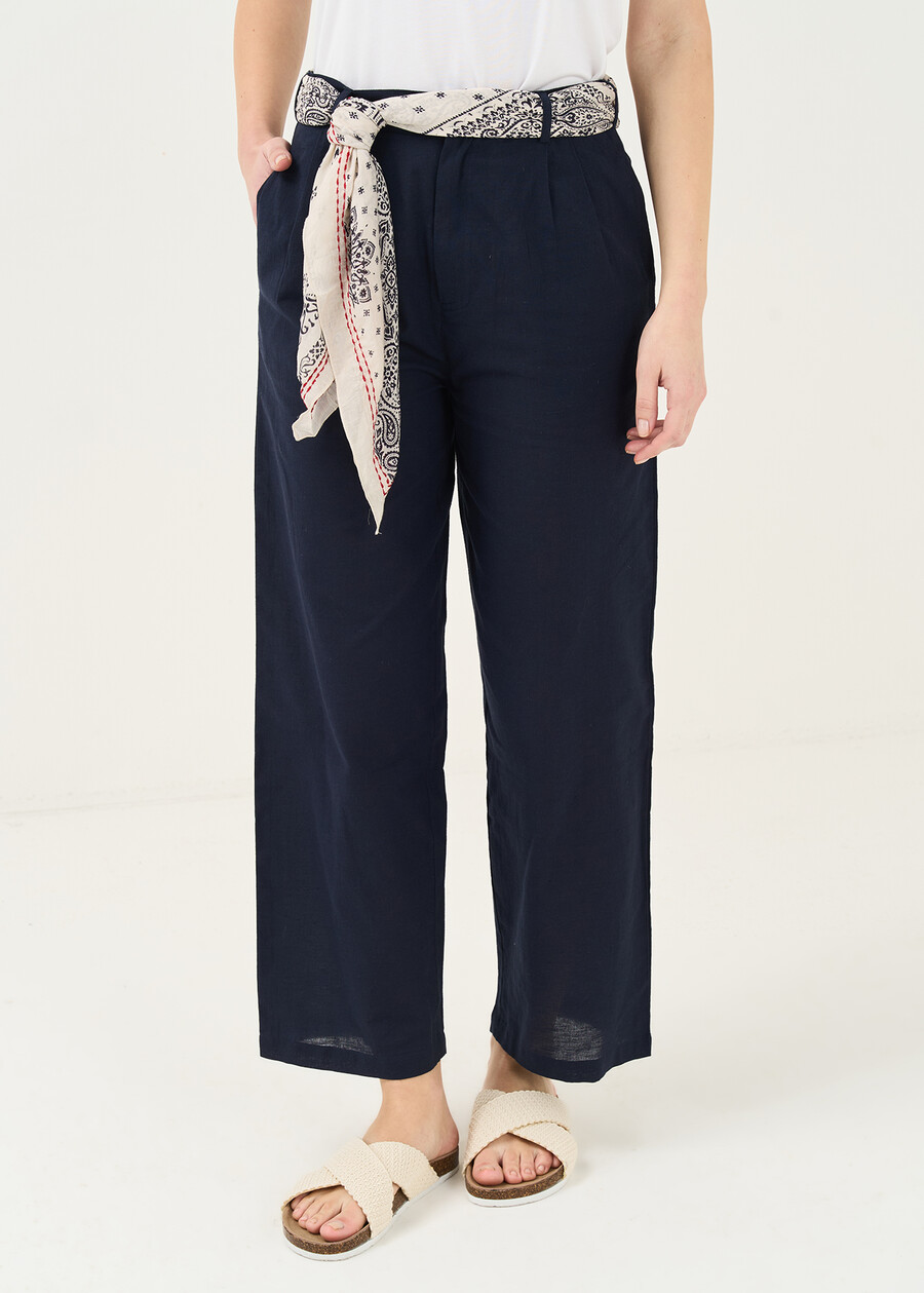 Pinocchietto Percey cotone e lino BLU Donna , immagine n. 3