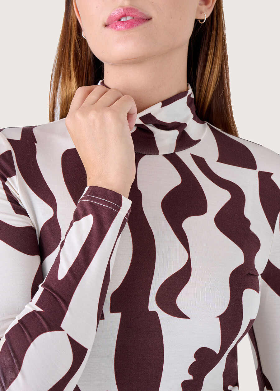 Sampei optical patterned jersey MARRONE EQUADOR Woman , image number 2