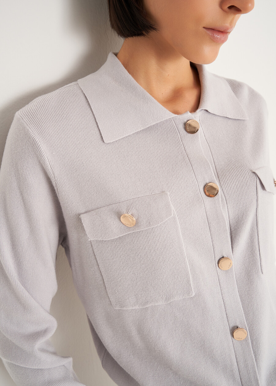 Cardigan Camilla con collo baby MARRONE CAFFEGRIGIO PERLA Donna , immagine n. 2
