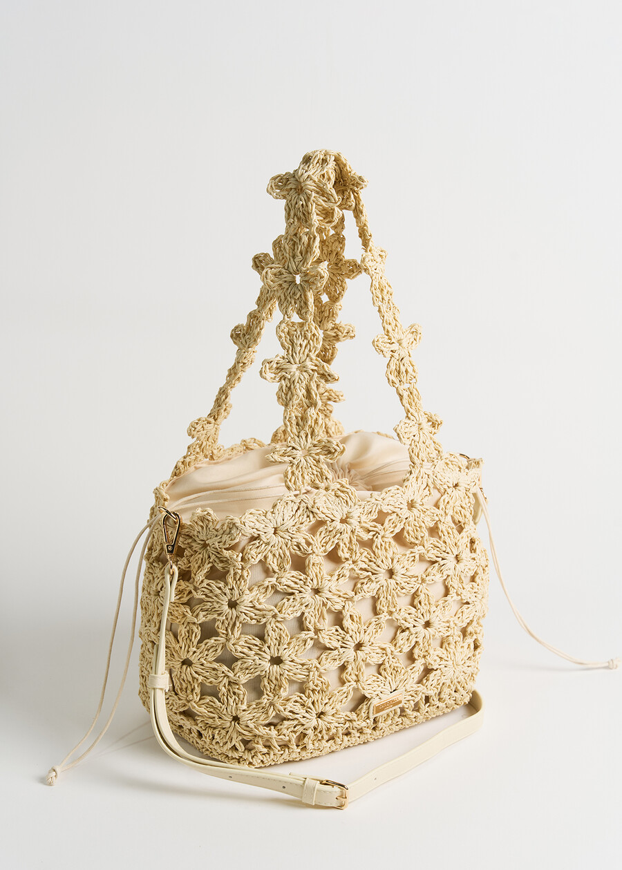 Bluey floral crochet shopping bag BLUBEIGE LIGHT BEIGE Woman , image number 2