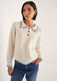 Matias polo-style sweater with contrast topstitchi BEIGE LATTE Woman image number 1