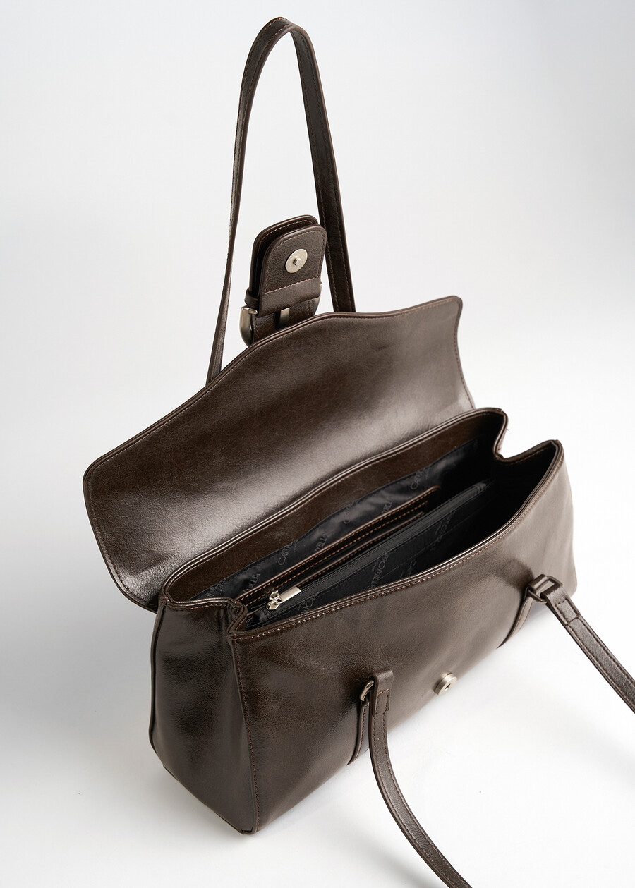 Barnaul crinkled faux leather duffle bag MARRONE CAFFE Woman , image number 3