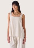 Top Tejat in viscosa e lino BEIGE SAFARI Donna immagine n. 1