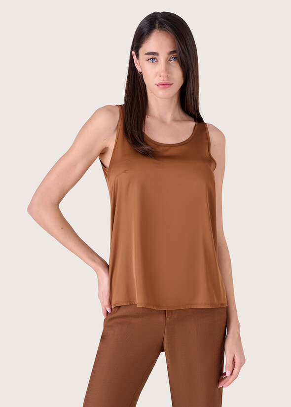 Top Tiziano in satin MARRONE CACAOBIANCOBLUE OLTREMARE FUXI GLOSS Donna null
