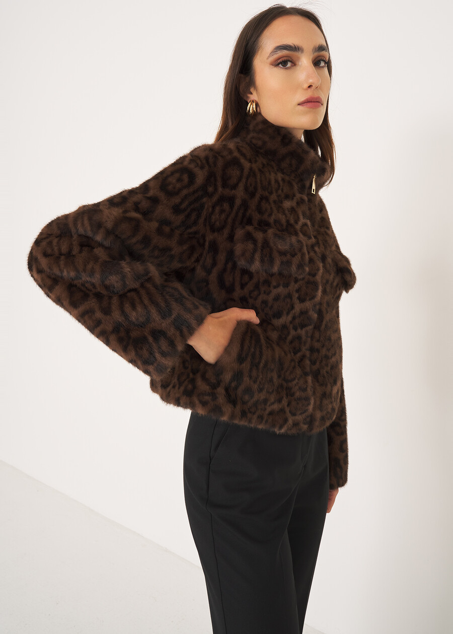 Gennifer short faux fur jacket NERO BLACK Woman , image number 3